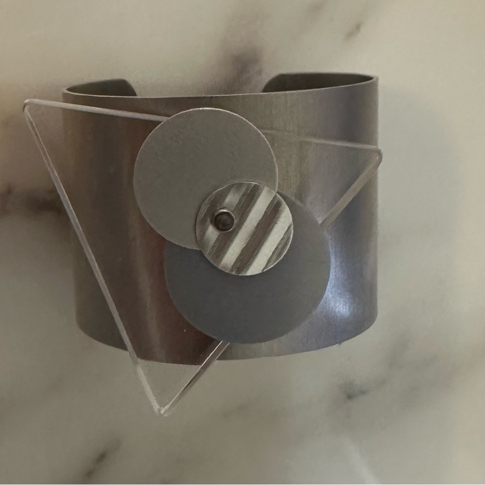 Clear lucite Plexiglass Aluminum Geometric Statement Cuff Bracelet
